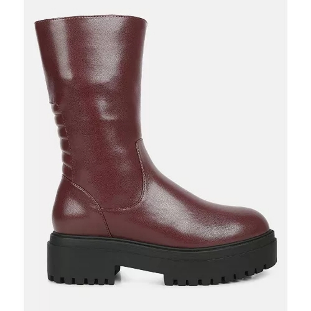 London Rag Burgandy Combat Boots